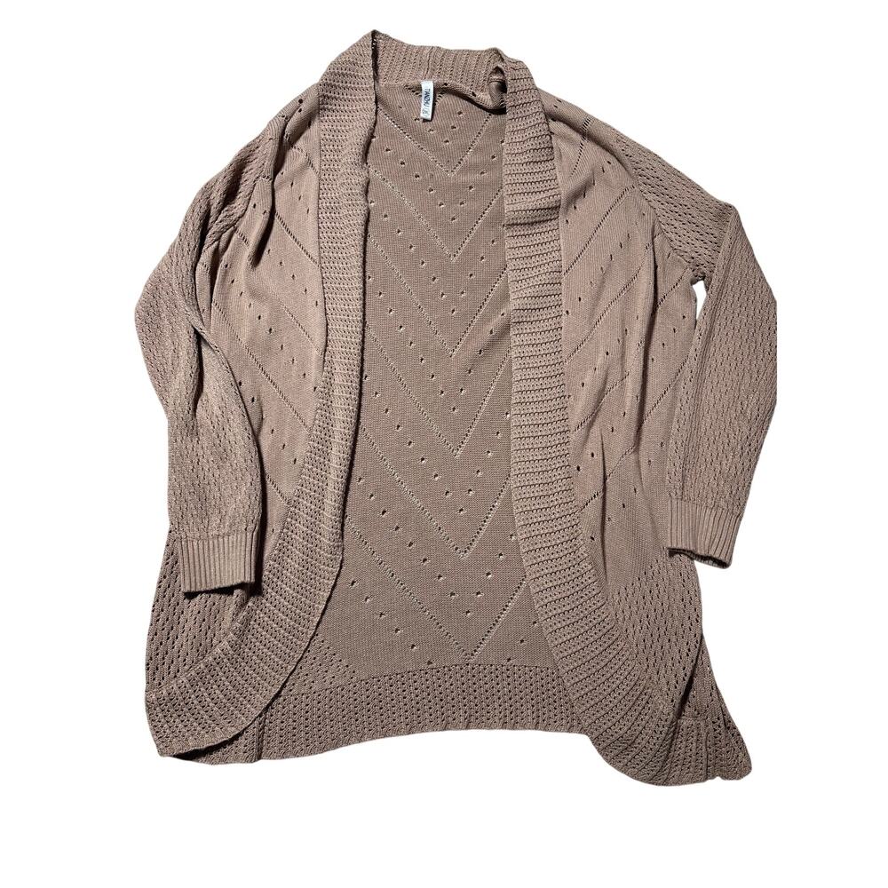Tianzhu Womens 2XL Tan Knit Open Front Casual Cardigan